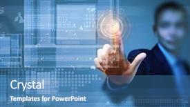  Presentation with hand up - Presentation theme enhanced with up of businessman hand push background and a  colored foreground