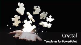 Presentation with close up elements - Amazing slide deck having up of businessman holding jigsaw backdrop and a black colored foreground
