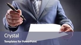  Presentation with paper - PPT theme consisting of up of businessman holding paper background and a ocean colored foreground