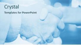  Presentation with shaking hands - Cool new slides with stand up meetings - close-up of businessman shaking hands backdrop and a sky blue colored foreground