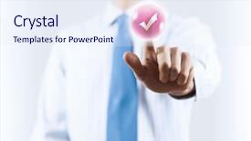  Presentation with years in the making - PPT theme consisting of up of businessman touching making background and a  colored foreground