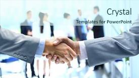  Presentation with shaking hands - Presentation with up of businessmen shaking hand background and a cool aqua colored foreground