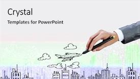  Presentation with hand drawn school - Cool new slide set with up of businesswoman hand drawing backdrop and a  colored foreground