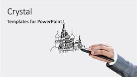  Presentation with marker - Slide set featuring up of businesswoman hand drawing background and a  colored foreground