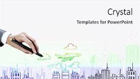  Presentation with marker - PPT theme consisting of up of businesswoman hand drawing background and a white colored foreground