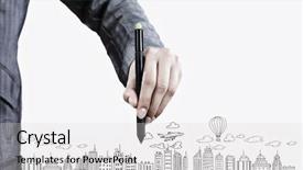  Presentation with marker - Audience pleasing slide deck consisting of up of businesswoman hand drawing backdrop and a  colored foreground