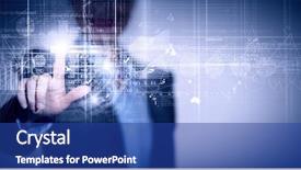  Presentation with virtual - Audience pleasing PPT theme consisting of up of businesswoman touching virtual backdrop and a ocean colored foreground