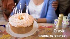  Presentation with birthday cake - Cool new slides with up of candles on birthday backdrop and a  colored foreground