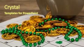  Presentation with chocolate - PPT theme enhanced with up of chocolate gold coins background and a  colored foreground