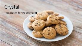  Presentation with junk food - Beautiful slide set featuring up of chocolate oatmeal cookies backdrop and a soft green colored foreground