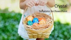  Presentation with easter basket - Amazing PPT layouts having up of colorful easter egg backdrop and a coral colored foreground