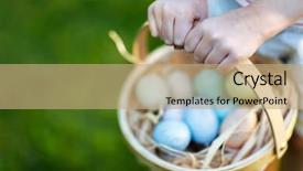  Presentation with fried egg close up view - Slide set enhanced with up of colorful easter eggs background and a  colored foreground