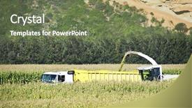  Presentation with maize - PPT theme having up of combine harvesting maize background and a tawny brown colored foreground
