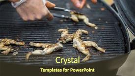  Presentation with food grill - Cool new slides with up of cook frying frog backdrop and a tawny brown colored foreground