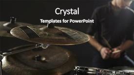  Presentation with drum - Beautiful slides featuring up of cymbals on drummer backdrop and a dark gray colored foreground