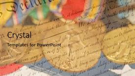  Presentation with declaration independence - Theme featuring up of declaration of independence background and a yellow colored foreground