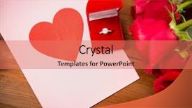  Presentation with greeting card - PPT theme having up of diamond ring roses background and a coral colored foreground
