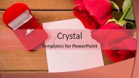  Presentation with ring diamond jewelry - Cool new slide deck with up of diamond ring roses backdrop and a coral colored foreground