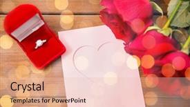  Presentation with greeting card - Slide set featuring up of diamond ring roses background and a lemonade colored foreground