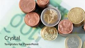  Presentation with investment money - Beautiful PPT layouts featuring up of euro paper money backdrop and a soft green colored foreground