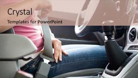  Presentation with safety - Theme featuring up of fastening safety belt background and a coral colored foreground