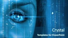  Presentation with female security - Beautiful presentation design featuring up of female digital eye backdrop and a ocean colored foreground