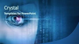  Presentation with female security - Cool new PPT layouts with up of female digital eye backdrop and a ocean colored foreground