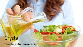  Presentation with edible oil - PPT layouts featuring up of female pouring oil background and a yellow colored foreground