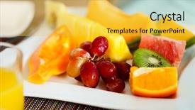  Presentation with mango juice fresh tropical fruit - PPT theme with up of fresh tropical fruits background and a  colored foreground