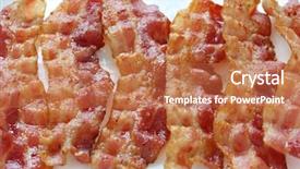  Presentation with bacon - PPT layouts enhanced with up of fried crispy bacon background and a coral colored foreground
