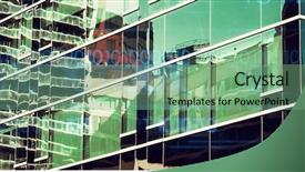  Presentation with interface - PPT theme enhanced with up of glass office building background and a  colored foreground