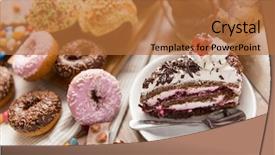  Presentation with donuts chocolate - PPT layouts consisting of glazing - junk food sweets and unhealthy background and a red colored foreground