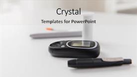  Presentation with blood test - Slide set having up of glucometer and blood background and a  colored foreground