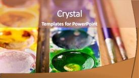  Presentation with art supplies - Audience pleasing presentation design consisting of group art school supplies backdrop and a coral colored foreground