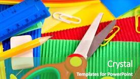  Presentation with art supplies - Beautiful presentation theme featuring up of group art school backdrop and a shamrock green colored foreground