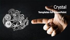  Presentation with mechanic gears - Amazing presentation design having up of hand and gears backdrop and a  colored foreground