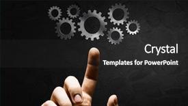  Presentation with black-hand - Cool new PPT layouts with up of hand and gears backdrop and a dark gray colored foreground