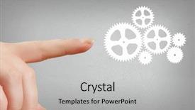  Presentation with mechanical gear mechanism team work - Slide deck having up of hand and gears background and a  colored foreground