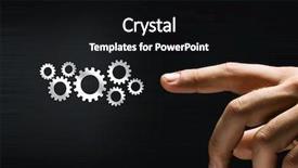  Presentation with mechanic gears - PPT theme with up of hand and gears background and a  colored foreground