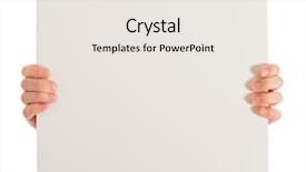  Presentation with waiter hand in white glove - Slide deck with up of hand holding placard background and a  colored foreground