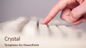  Presentation with hand to hand - Slides having up of hand pressing keyboard background and a lemonade colored foreground