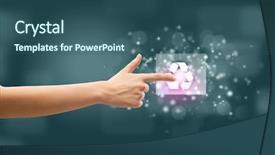  Presentation with finger - Theme having up of hand touching icon background and a  colored foreground