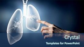  Presentation with lung - Audience pleasing slide deck consisting of up of hand touching lung backdrop and a ocean colored foreground