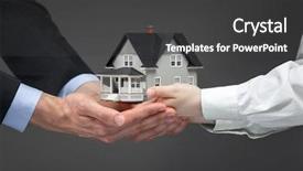  Presentation with real estate - PPT layouts having up of hands giving house background and a dark gray colored foreground