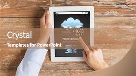  Presentation with weather - Beautiful presentation design featuring up of hands with weather backdrop and a coral colored foreground