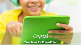  Presentation with computer music - Presentation theme enhanced with up of happy african american background and a shamrock green colored foreground