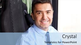  Presentation with tourism business - Beautiful slide deck featuring up of happy bus drive backdrop and a light blue colored foreground