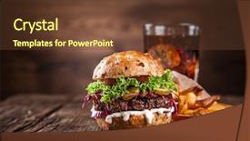  Presentation with home design - PPT layouts featuring up of home made burger background and a tawny brown colored foreground