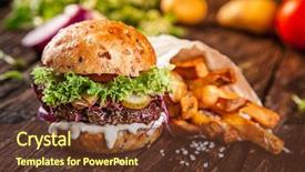  Presentation with burger - PPT theme consisting of up of home made burger background and a  colored foreground
