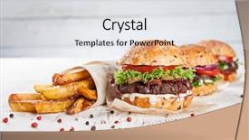  Presentation with close up wooden decking - Presentation theme consisting of up of home made burger background and a white colored foreground